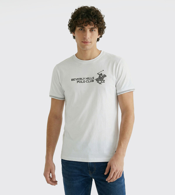 Beverly Hills Polo Club Clothing - White Round Neck T-Shirts