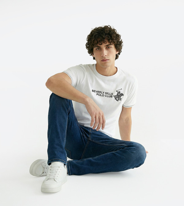 Beverly Hills Polo Club Clothing - White Round Neck T-Shirts