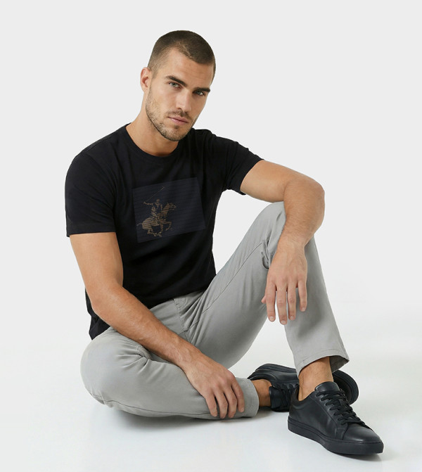 Beverly Hills Polo Club  Casual T-Shirts - BLACK Round Neck T-Shirts