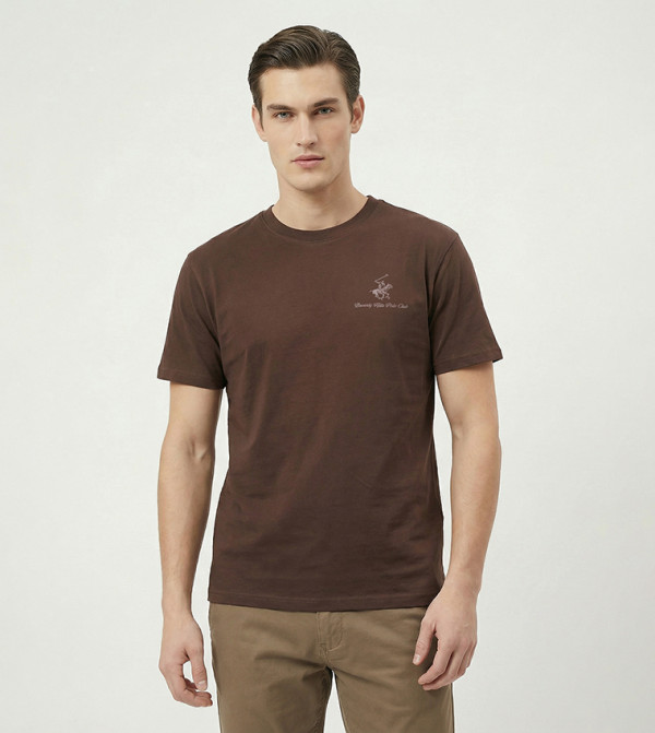 Beverly Hills Polo Club  - Brown Round Neck T-Shirts