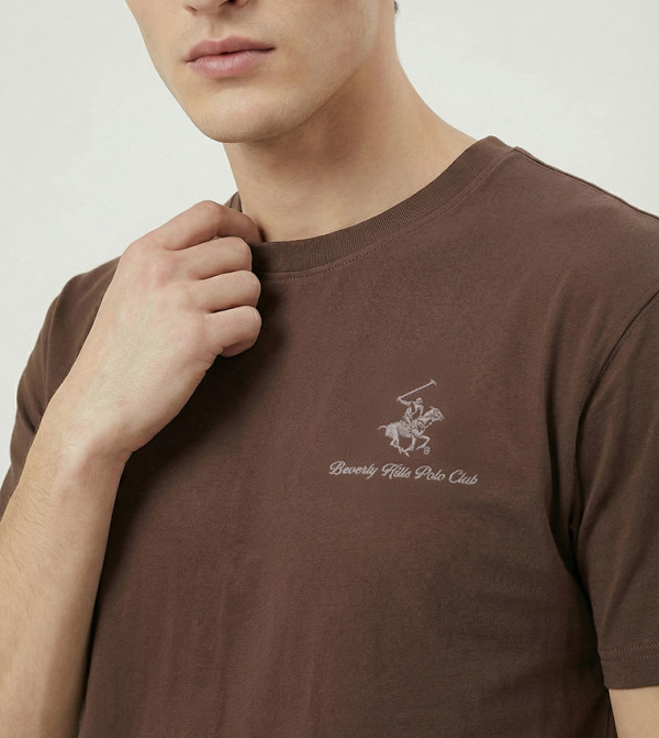 Beverly Hills Polo Club  - Brown Round Neck T-Shirts