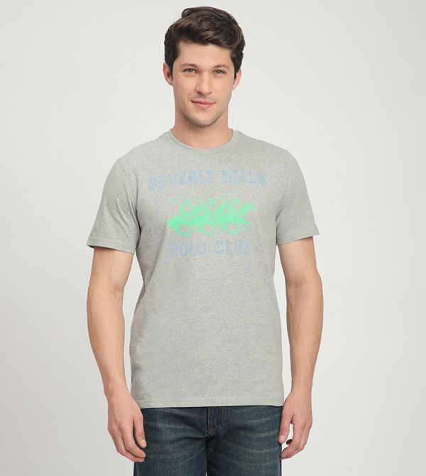 Beverly Hills Polo Club T-Shirts - Grey Round Neck T-Shirts