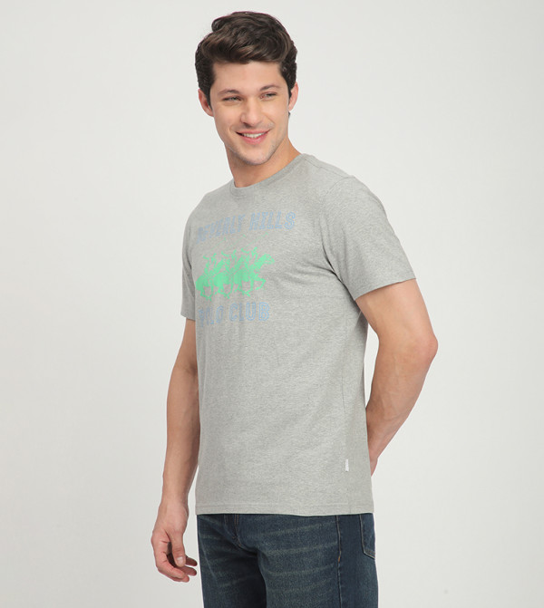 Beverly Hills Polo Club T-Shirts - Grey Round Neck T-Shirts