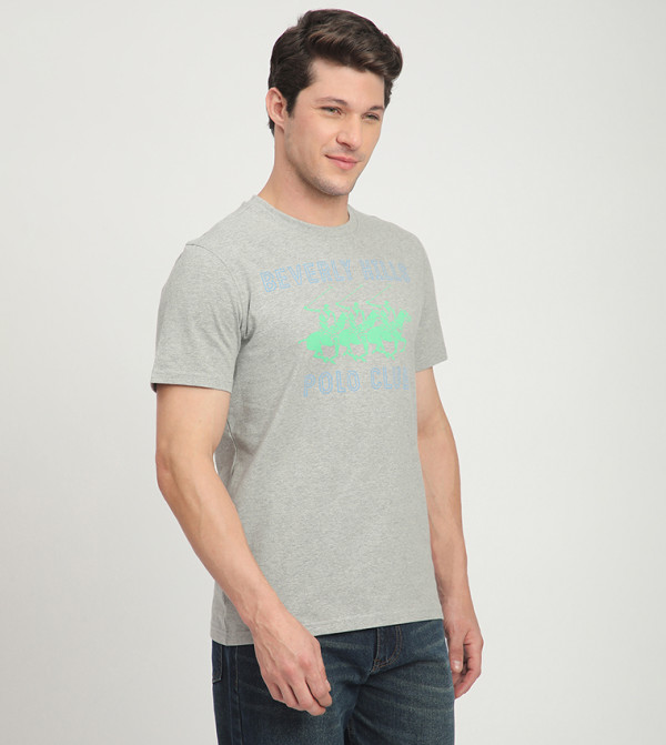 Beverly Hills Polo Club T-Shirts - Grey Round Neck T-Shirts