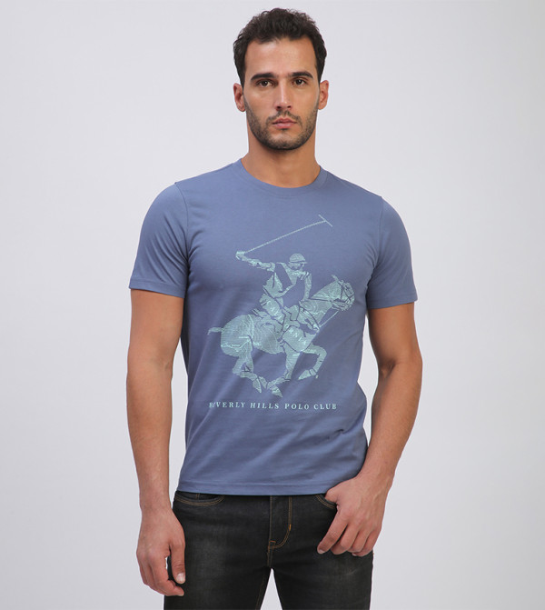 Beverly Hills Polo Club  T-Shirts - Blue Round Neck T-Shirts