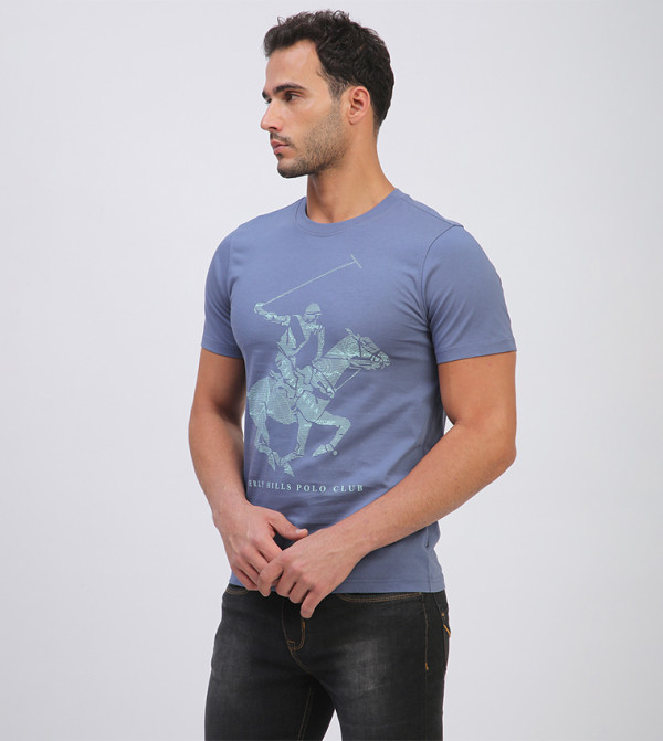 Beverly Hills Polo Club  T-Shirts - Blue Round Neck T-Shirts