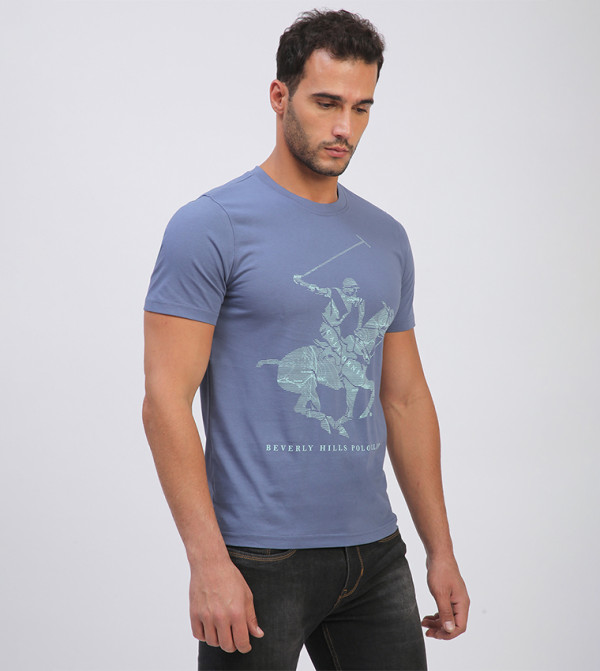 Beverly Hills Polo Club  T-Shirts - Blue Round Neck T-Shirts
