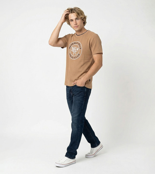 بيفرلي هيلز بولو كلوب  تيشرتات وبلايز - جلد الجمل Round Neck T-Shirts