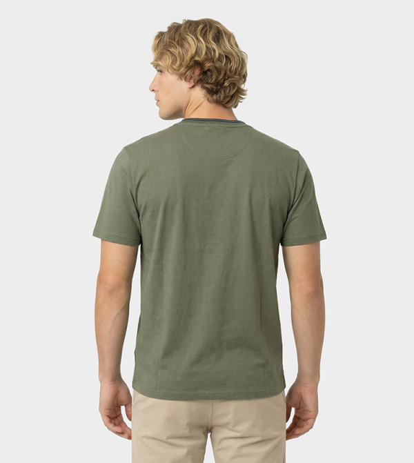 Beverly Hills Polo Club  Clothing - Olive Round Neck T-Shirts