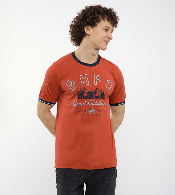 بيفرلي هيلز بولو كلوب  تيشيرتات بياقة دائرية  - برتقالي  Round Neck T-Shirts