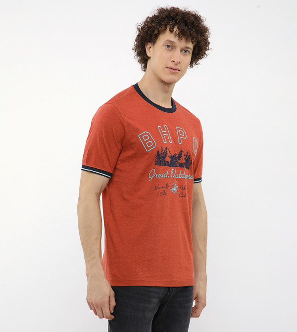 بيفرلي هيلز بولو كلوب  تيشيرتات بياقة دائرية  - برتقالي  Round Neck T-Shirts