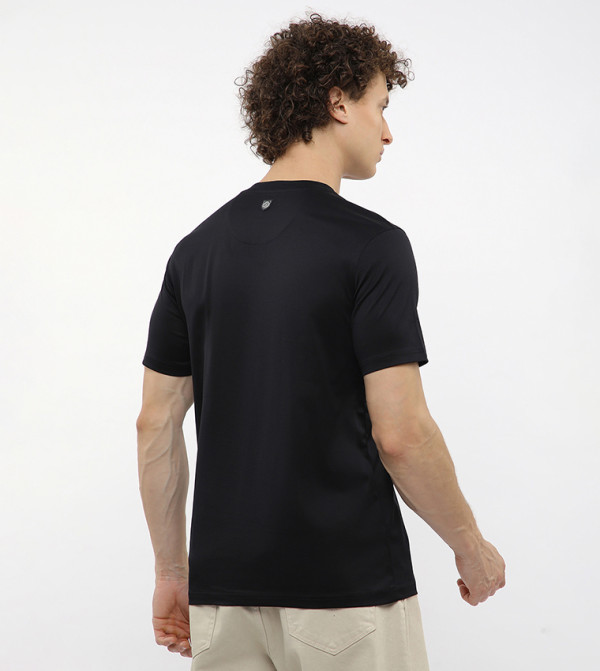 بيفرلي هيلز بولو كلوب  تيشيرتات كاجوال - أسود Round Neck T-Shirts