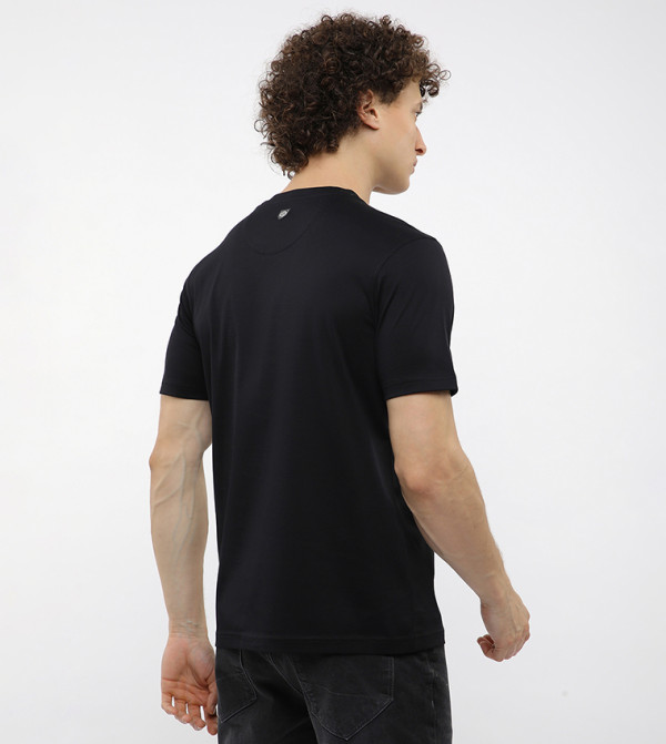 بيفرلي هيلز بولو كلوب  تيشيرتات كاجوال - أسود Round Neck T-Shirts