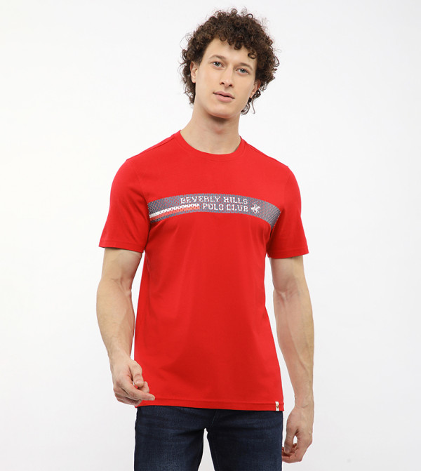 Beverly Hills Polo Club  Clothing - Red Round Neck T-Shirts