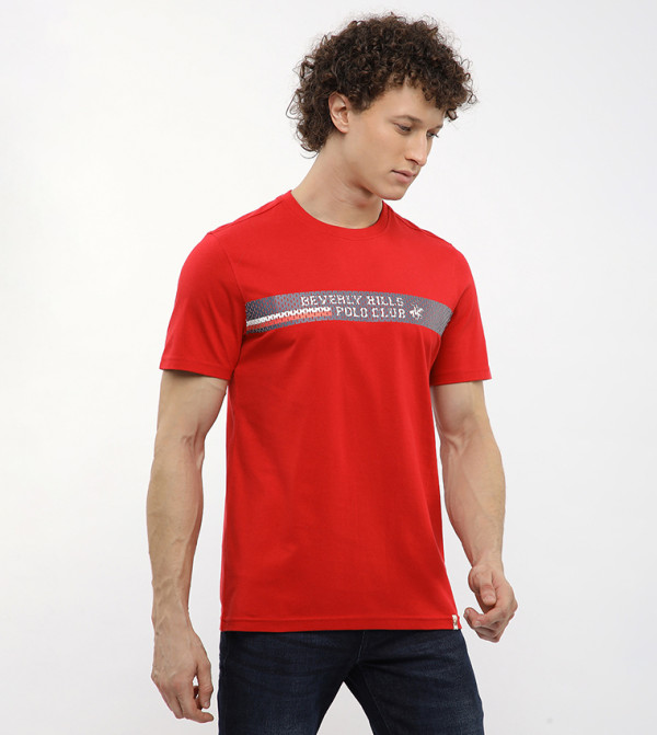 Beverly Hills Polo Club  Clothing - Red Round Neck T-Shirts