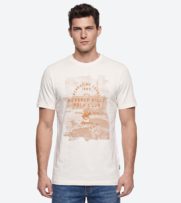 Beverly Hills Polo Club  T-Shirts - Off White Round Neck T-Shirts