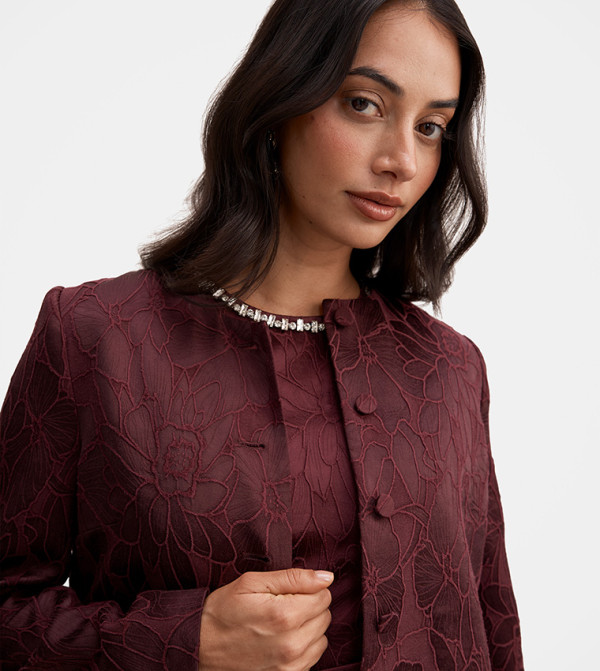 Forever New  Casual Jackets - Maroon Casual Jackets