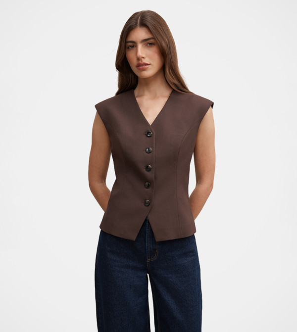 Forever New  Waistcoats - Brown Waistcoats