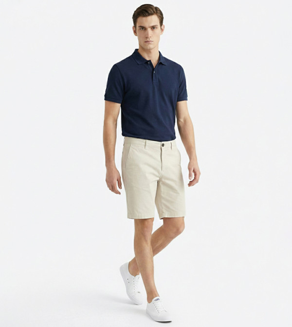 Beverly Hills Polo Club  Clothing - Off White Casual Shorts