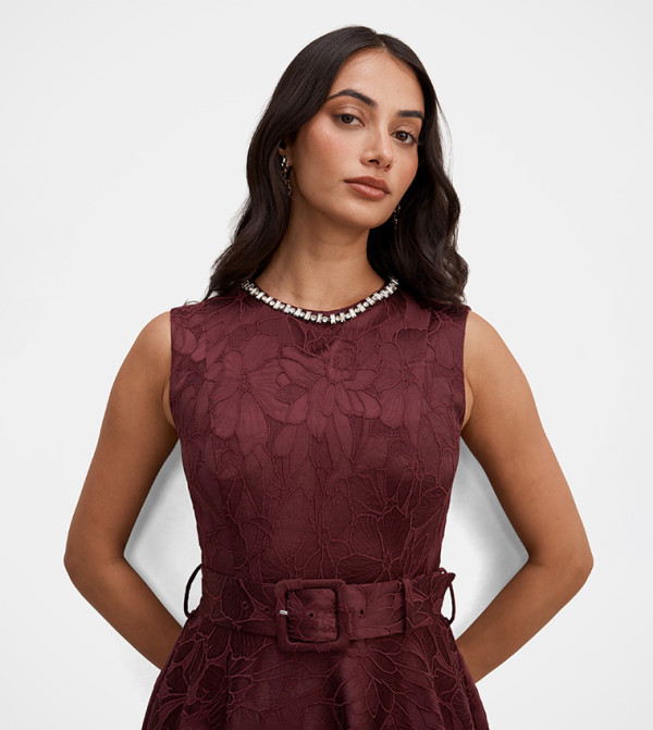 Forever New  Midi Dresses - Maroon Midi Dresses