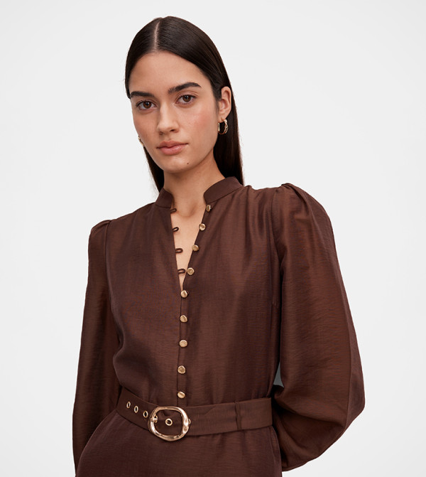 فوريفر نيو  فساتين كاجوال - بني  Midi Dresses