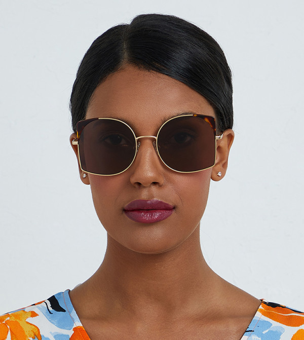 30 سندايز  مربعة - ذهبي Square Sunglasses