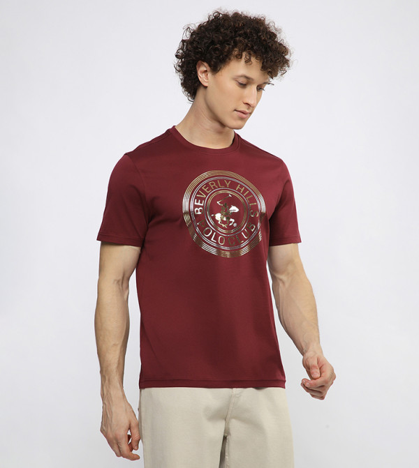 Beverly Hills Polo Club T-Shirts - Maroon Round Neck T-Shirts