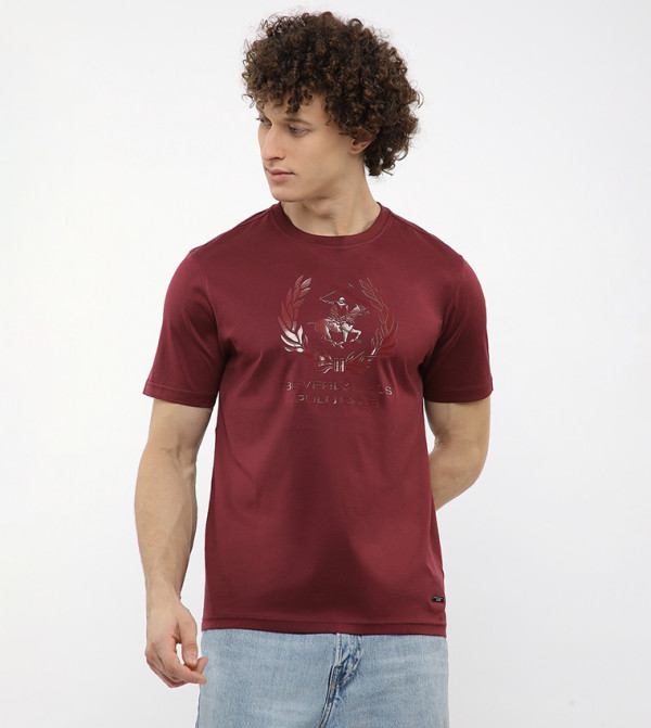 Beverly Hills Polo Club  - Red Round Neck T-Shirts