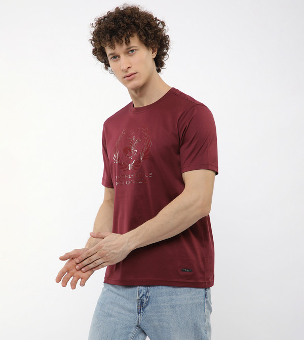 Beverly Hills Polo Club  - Red Round Neck T-Shirts