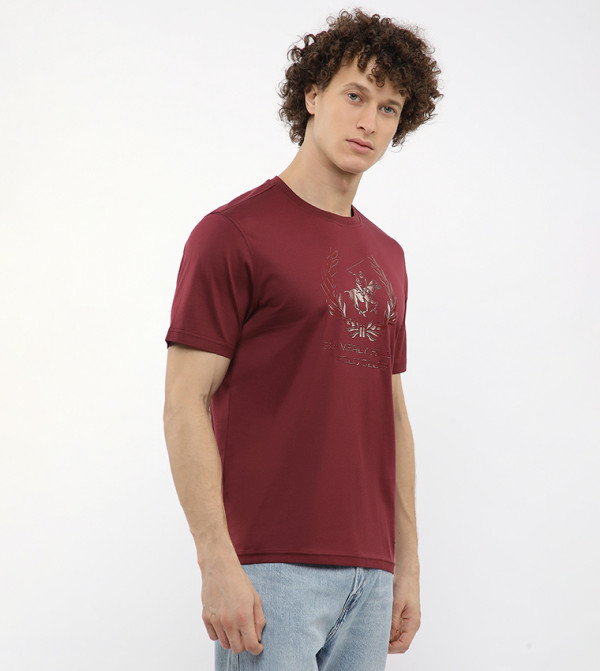 Beverly Hills Polo Club  - Red Round Neck T-Shirts