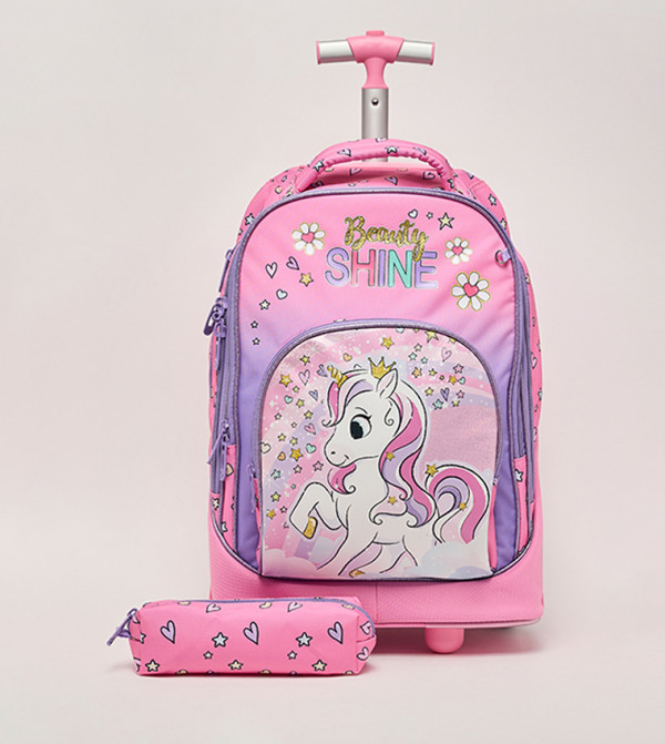 R&B  Trolley Backpack Set - Pink Trolley Backpack Set