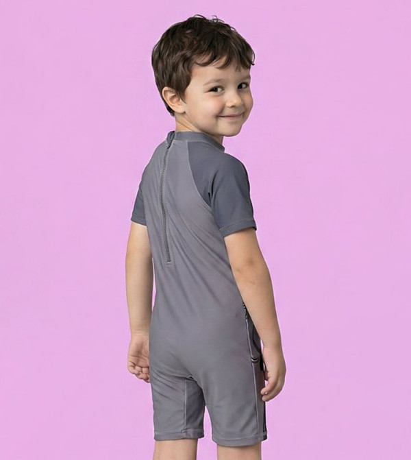R&B  Legged Swimsuit - Grey Legged Swimsuit