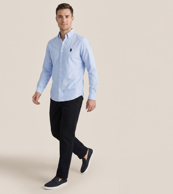R&B  Casual Shirts - Blue Long Sleeves