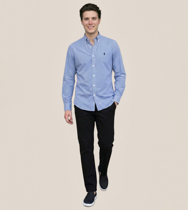 R&B  Casual Shirts - Blue Long Sleeves