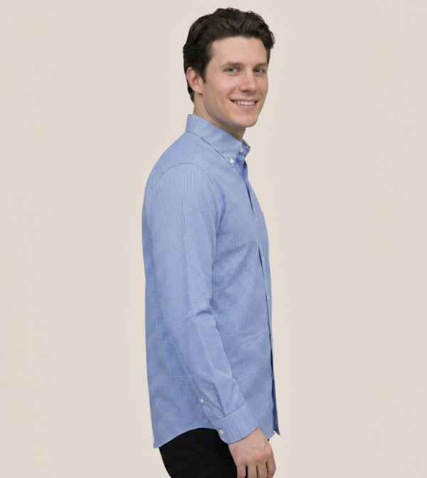 R&B  Casual Shirts - Blue Long Sleeves