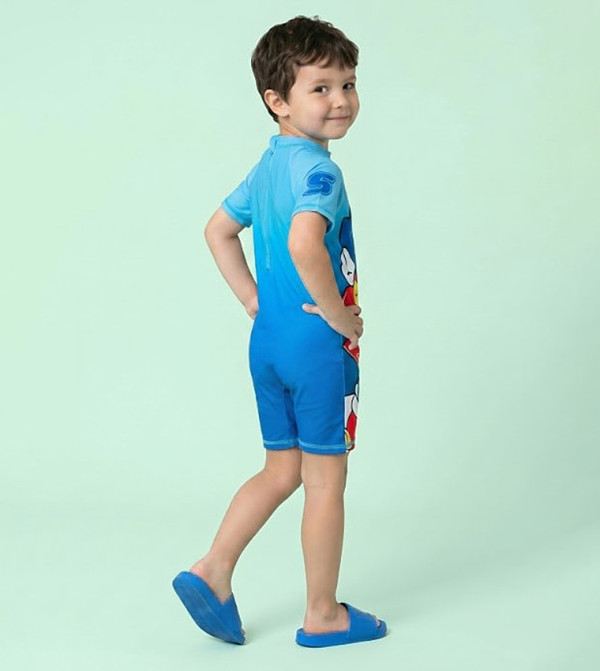 R&B  Legged Swimsuit - Blue Legged Swimsuit
