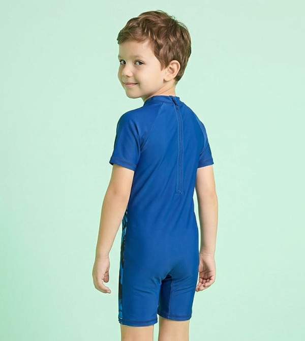 R&B  Swim Wear - Blue Legged Swimsuit
