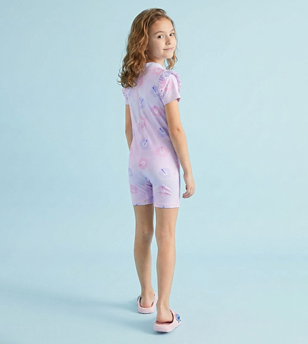 R&B  Legged Swimsuit - Pink Legged Swimsuit