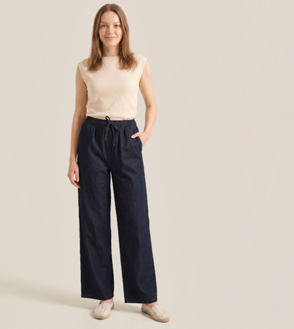 R&B Wide Leg Jeans - Navy Wide Leg Jeans