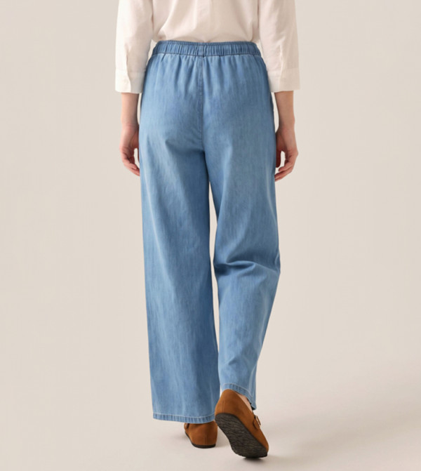 أر آند بي ساق واسعة - أزرق Wide Leg Jeans