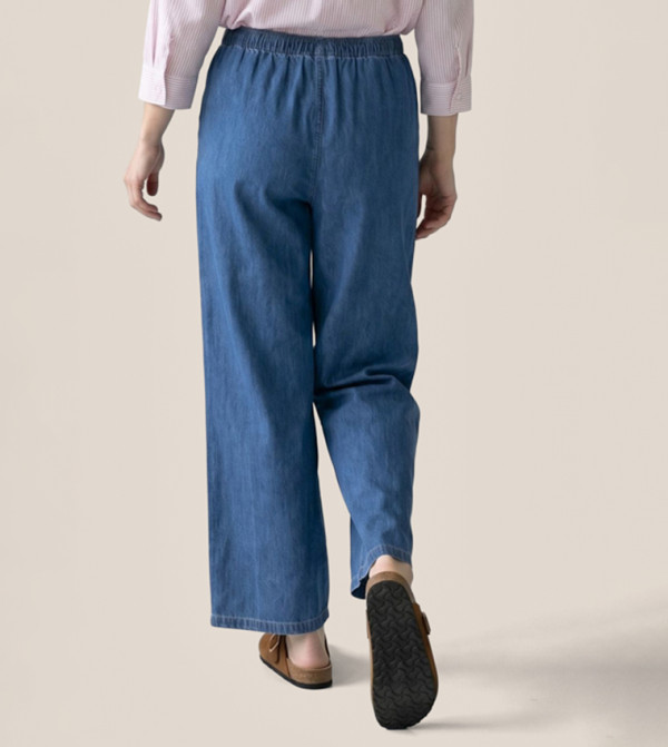 أر آند بي ساق واسعة - أزرق Wide Leg Jeans