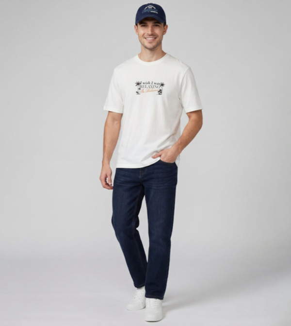 R&B R&B - Off White Round Neck T-Shirts