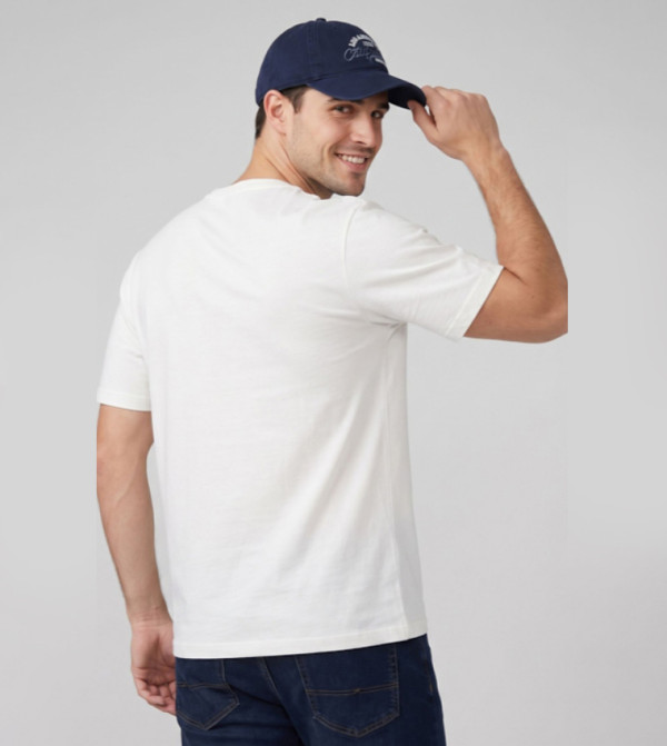 R&B R&B - Off White Round Neck T-Shirts