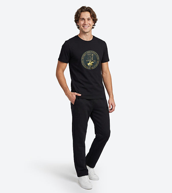 بيفرلي هيلز بولو كلوب  تيشيرتات كاجوال - أسود Round Neck T-Shirts