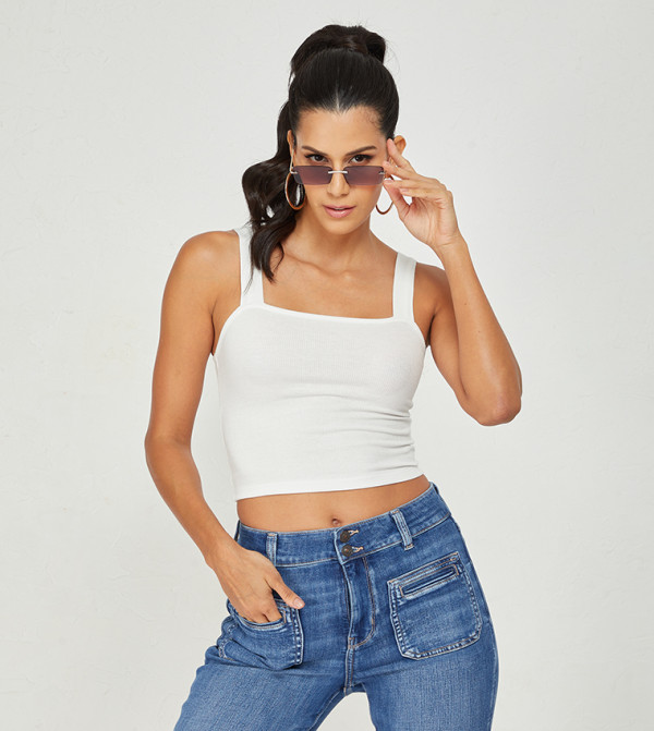 American Eagle  Sleeveless Tops - White Sleeveless Tops