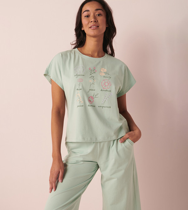 La Vie en Rose  Clothing - Green Sleep Tops & Tees