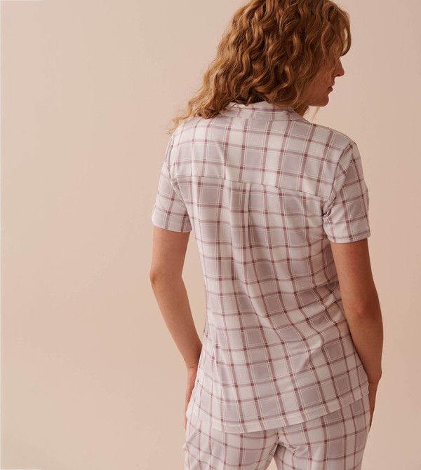 La Vie en Rose  checkered-plaid-w - Grey Tops