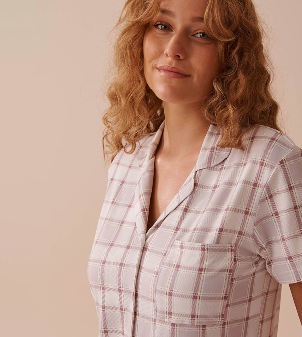 La Vie en Rose  checkered-plaid-w - Grey Tops