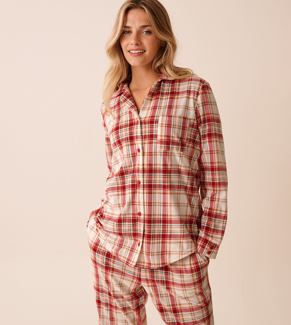 La Vie en Rose  checkered-plaid-w - Red Tops