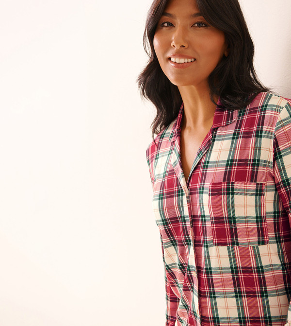 La Vie en Rose  checkered-plaid-w - Red Tops
